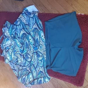 Ladies plus size skirt with bottoms bathing suit with built in cups